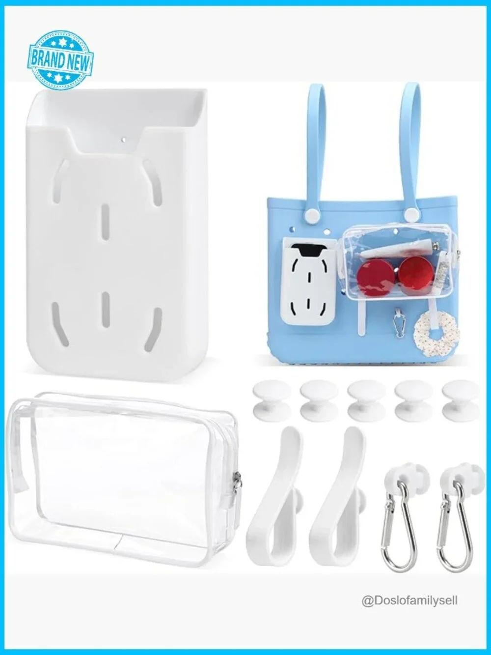 Bogg Bag Organizer Set 6PC Phone Holder PVC Insert Hooks Keychain Accessories